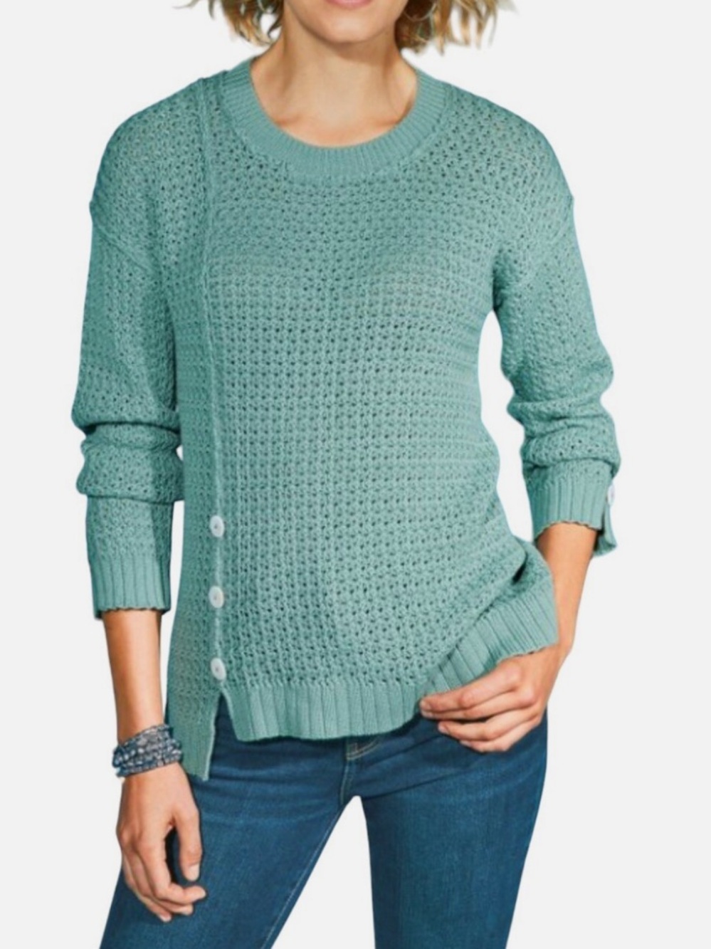 Soft‎ Surroundings Leander Cozy Knit Button-Hem Sweater